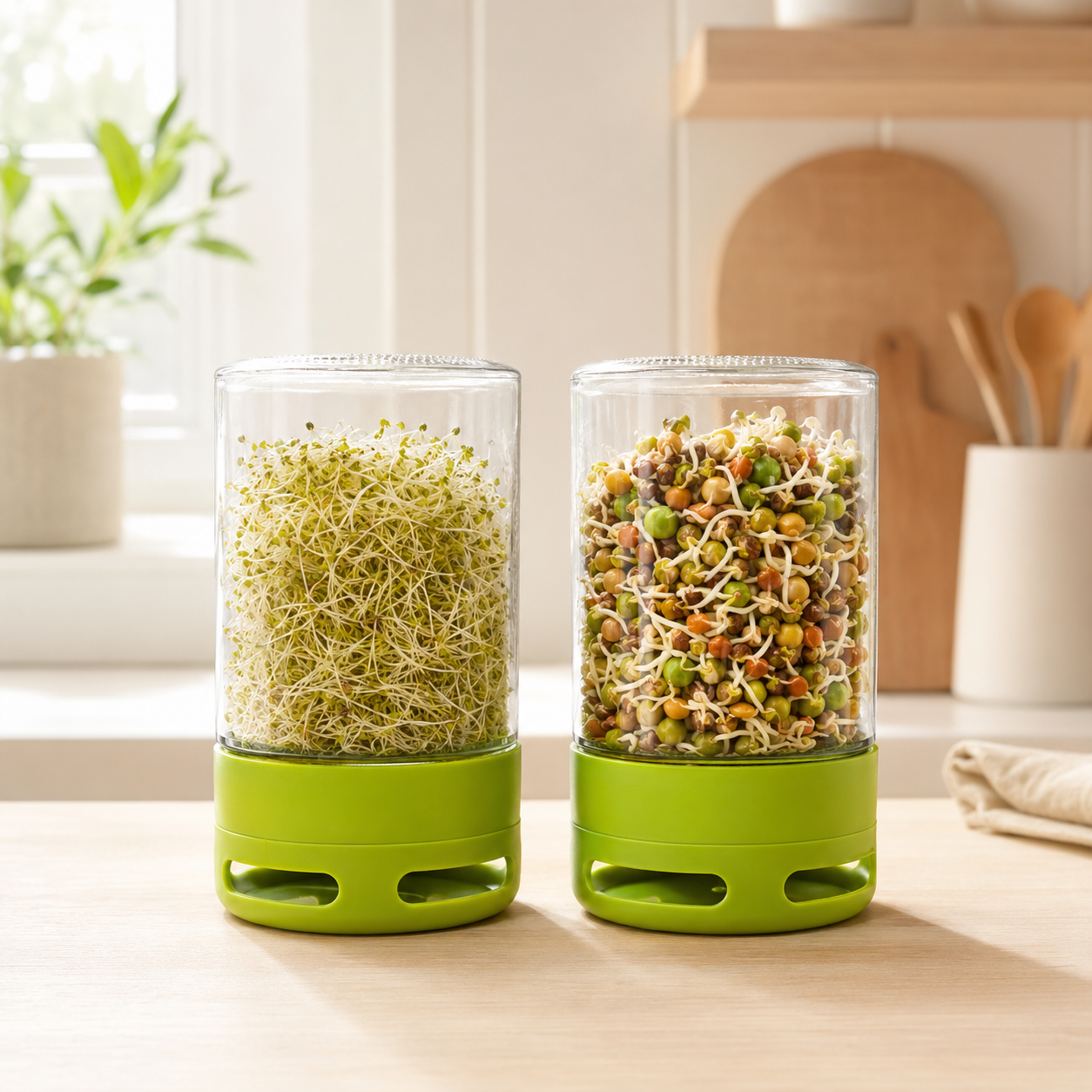 Planterra Startpaket Duo för groddodling – 2 burkar + 4 fröpåsar
