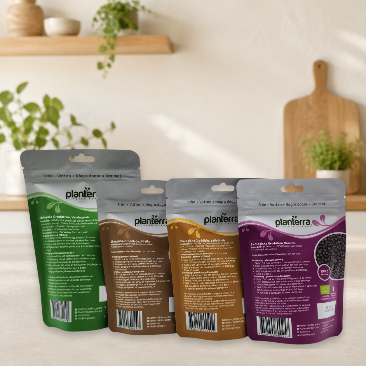 Planterra Startpaket Duo för groddodling – 2 burkar + 4 fröpåsar